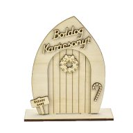 Natúr fa - Karácsonyi tündérajtó talpas 5x12,5x14,5cm – karácsonyi dekorációhoz