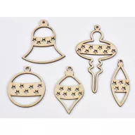 Natúr fa - Karácsonyfa díszek csillagos 5db/csomag – koszorúhoz, asztaldíszhez