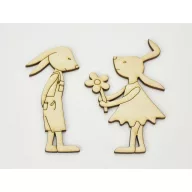 Natúr fa - Nyuszilány & Nyuszifiú 10cm 2db/csomag – húsvéti dekorációhoz