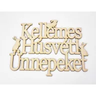 Natúr fa - "Kellemes Húsvéti Ünnepeket" felirat koszorúra 16x20cm – húsvéti dekorációhoz