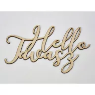 Natúr fa - "Hello Tavasz" irott felirat koszorúra 12x19cm – húsvéti dekorációhoz