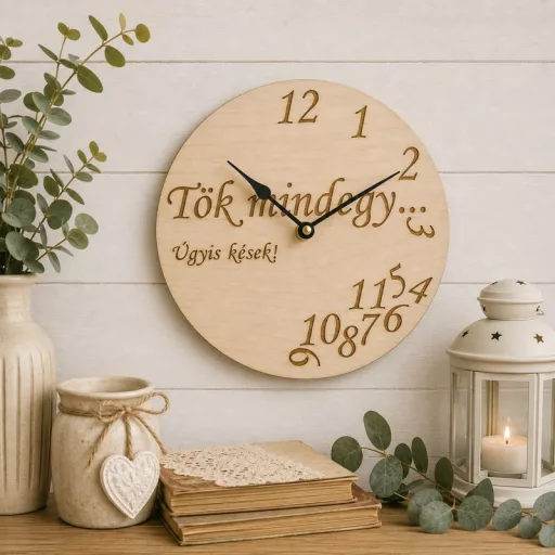 Natúr fa - Gravírozott óralap 25cm – festéshez, decoupage technikához