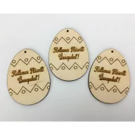 Natúr fa - "Kellemes Húsvéti Ünnepeket!" gravírozott tojás 6x8cm 3db/csomag – húsvéti dekorációhoz