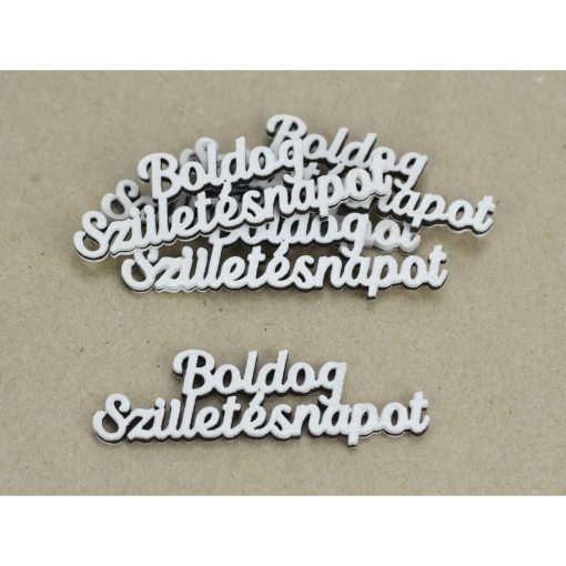 Boldog Születésnapot" felirat fehér 2,3x7,8cm 5db/csomag