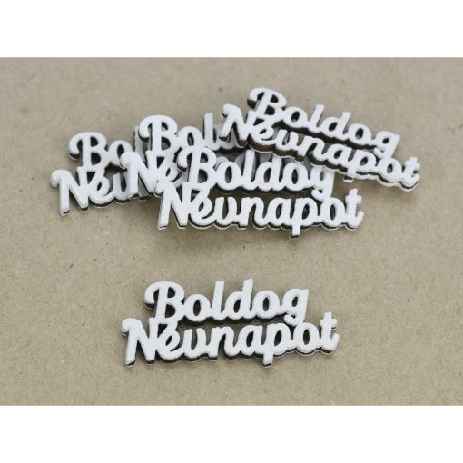 Boldog Névnapot" felirat fehér 2,3x5,3cm 5db/csomag