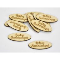 Natúr fa - "Boldog Születésnapot" ovál tábla 2x4,9cm 10db/csomag – kreatív dekorációhoz