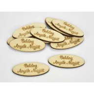 Natúr fa - "Boldog Anyák Napját" ovál tábla 2x4,9cm 10db/csomag – anyák napi dekorációhoz