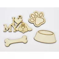 Natúr fa - Kutya kellék csomag 4db/csomag – festéshez, dekorációhoz