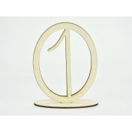 Natúr fa - Asztalszám ovális keretben 1-es 15,5cm – esküvői dekorációhoz