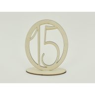 Natúr fa - Asztalszám ovális keretben 15-ös 15,5cm – esküvői dekorációhoz