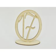 Natúr fa - Asztalszám ovális keretben 17-es 15,5cm – esküvői dekorációhoz