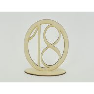 Natúr fa - Asztalszám ovális keretben 18-as 15,5cm – esküvői dekorációhoz