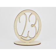 Natúr fa - Asztalszám ovális keretben 23-as 15,5cm – esküvői dekorációhoz