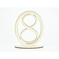 Natúr fa - Asztalszám ovális keretben 8-as 15,5cm – esküvői dekorációhoz