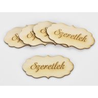 Natúr fa - "Szeretlek" fodros tábla 5db/csomag – festéshez, dekorációhoz