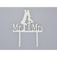 Fa - Tortadísz Mr&Mrs az igazi fehér – festéshez, dekorációhoz