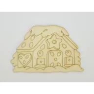 Natúr fa - Mézeskalács házikó 10x14,5cm – karácsonyi dekorációhoz