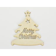 Natúr fa -"Merry Christmas" fenyőfa 13,5x15cm – karácsonyi dekorációhoz