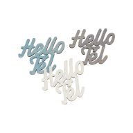 Ezüst "Hello Tél" felirat színes 4,5x4,2cm 3db/csomag – koszorúhoz, asztaldíszhez