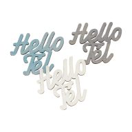 Ezüst "Hello Tél" felirat színes 8x8cm 3db/csomag – koszorúhoz, asztaldíszhez