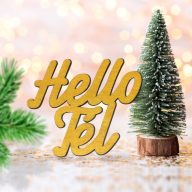 Arany "Hello Tél" felirat színes 10x10cm – koszorúhoz, asztaldíszhez