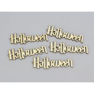 Natúr fa - "Halloween" felirat 2,5x9cm 5db/csomag – őszi dekorációhoz