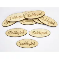 Natúr fa - "Emlékezünk" ovál gravírozott tábla 1,9x4,9cm 10db/csomag – kegyeleti dekorációhoz