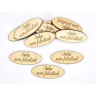 Natúr fa - "Soha nem feledünk" ovál gravírozott tábla 1,9x4,9cm 10db/csomag – kegyeleti dekorációhoz