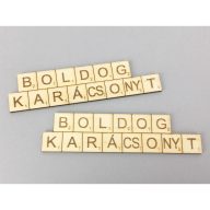 Natúr fa - "BOLDOG KARÁCSONYT" scrabble tábla 3x12cm 2db/csomag – karácsonyi dekorációhoz
