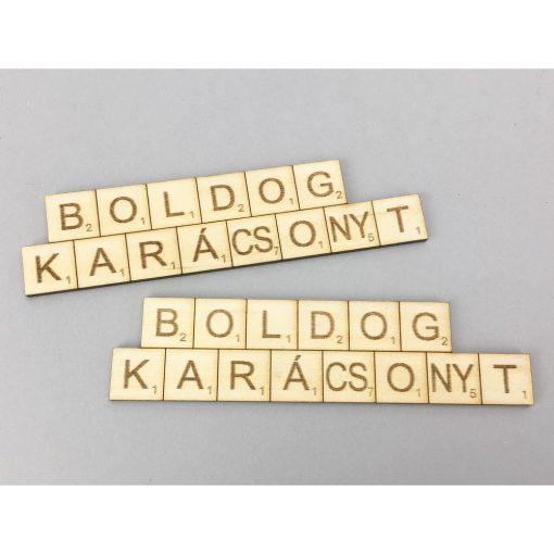 Natúr fa - "BOLDOG KARÁCSONYT" scrabble tábla 3x12cm 2db/csomag