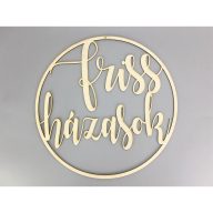 Natúr fa - "Friss házasok" felirat keretben  40cm – esküvői dekorációhoz