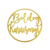 Natúr fa - Boldog karácsonyt körben arany 37cm – karácsonyi dekorációhoz