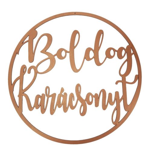 Natúr fa - Boldog karácsonyt körben bronz 37cm