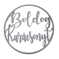 Natúr fa - Boldog karácsonyt körben ezüst 37cm – karácsonyi dekorációhoz