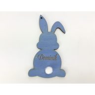 Húsvéti nyuszi egyedi gravírral lenkék 8,4x4,6 cm