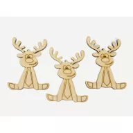 Natúr fa - Nyakkendős rénszarvasok 3db/csom – koszorúhoz, asztaldíszhez