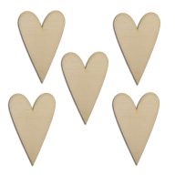 Natúr fa - Hosszúkás szív 5,5cm*8,5cm 5db/cs – esküvői dekorációhoz