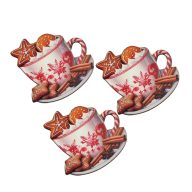 Nyomtatott dekorkarton - Karácsonyi forró csoki - fehér bögre 3db/csomag – karácsonyi dekorációhoz