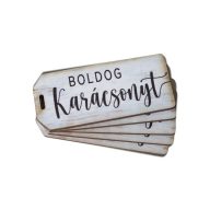 Nyomtatott dekorkarton - Boldog karácsonyt fehér biléta 5db/csomag – ajándékcímkének, koszorúhoz