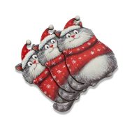 Nyomtatott dekorkarton - Téli macska 3db/csomag – karácsonyi dekorációhoz