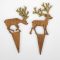 Natúr fa - Beszúrós szarvas pár 2db/cs barna-arany csillámos – karácsonyi dekorációhoz