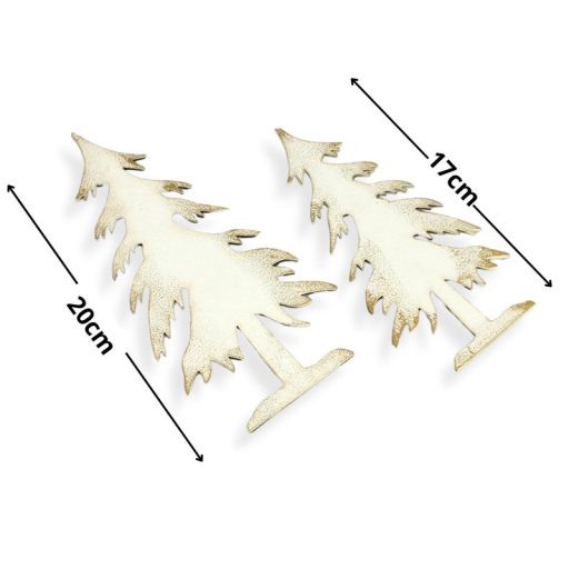 Natúr fa - Cédrus fenyő 2db/cs fehér-arany – karácsonyi dekorációhoz