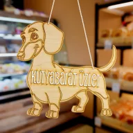 Natúr fa - "Kutyabarát üzlet" tábla 24cm – festéshez, dekorációhoz