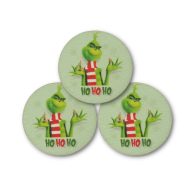 Nyomtatott fa tábla - Grincs "HO HO HO" 3db/cs – karácsonyi dekorációhoz