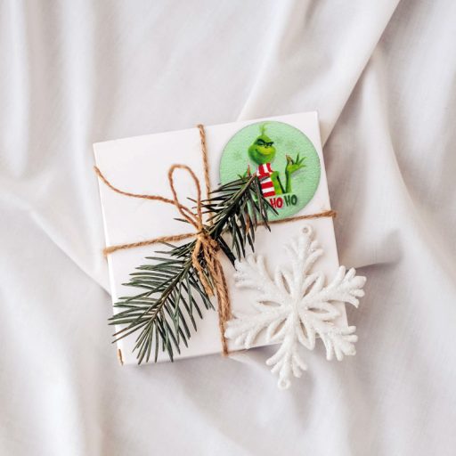 Nyomtatott fa tábla - Grincs "HO HO HO" 3db/cs – karácsonyi dekorációhoz