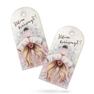 Nyomtatott fa tábla - Vintage karácsonyi tábla 2db/csomag - Női arc – karácsonyi dekorációhoz