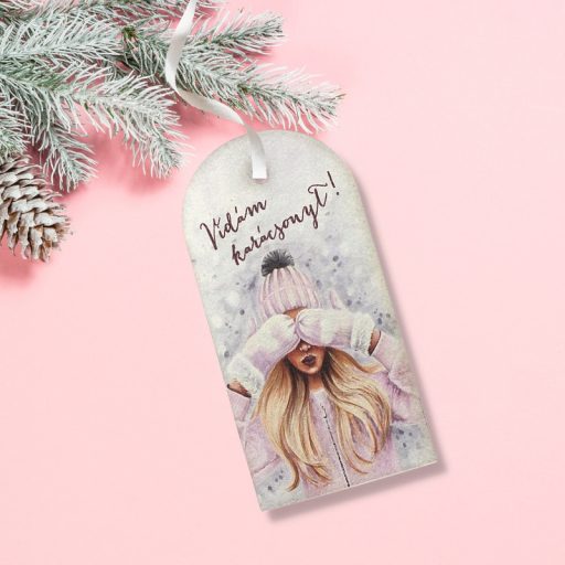 Nyomtatott fa tábla - Vintage karácsonyi tábla 2db/csomag - Női arc – karácsonyi dekorációhoz