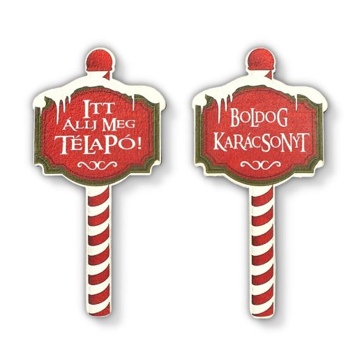 Nyomtatott dekorkarton - Karácsonyi megállító táblák 2db – karácsonyi dekorációhoz