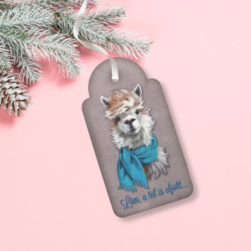 Nyomtatott fa tábla - Vintage karácsonyi tábla 2db/csomag - Láma – karácsonyi dekorációhoz