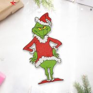 Nyomtatott dekorkarton - Mosolygós Grincs 15cm – karácsonyi dekorációhoz